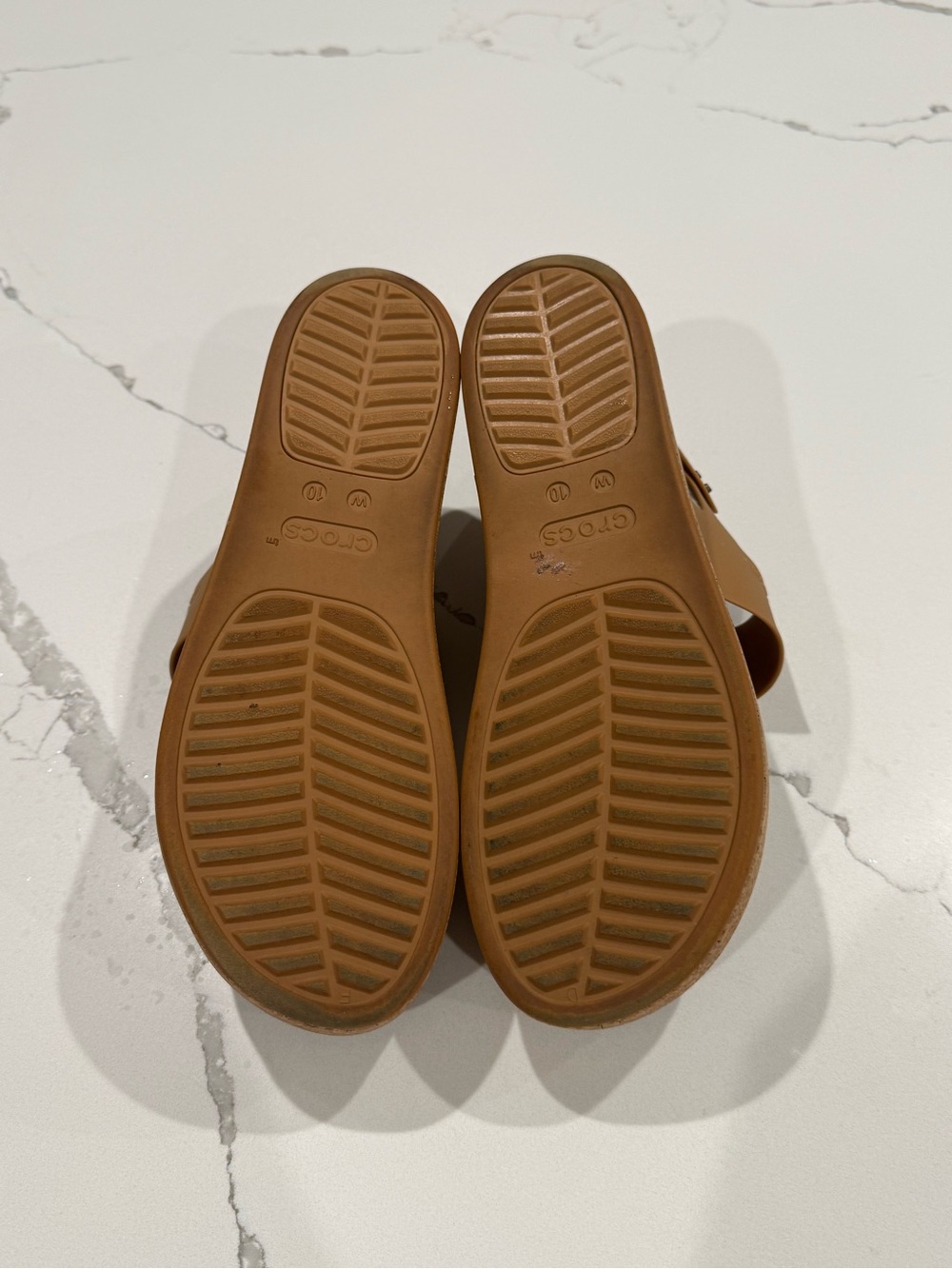 CROCS Women's Brooklyn Cork Low Wedge Sandals - Tan - Picture 7 of 8